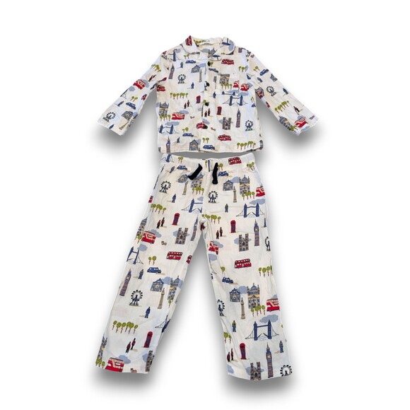 M&S Marks and Spencer London England UK Themed Flannel Pajama Set Kids Boys 3-4 - Picture 1 of 9